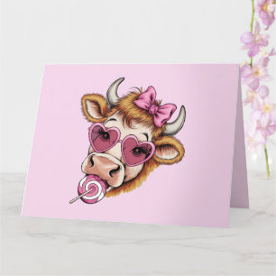 Carte Highland Cow Valentine Coquette Saint-Valentin