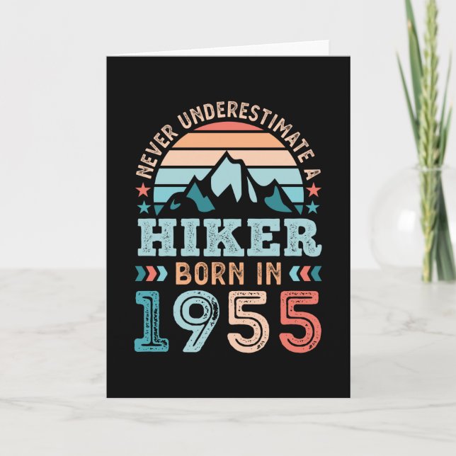 Carte Hiker né en 1955 70e anniversaire Randonnée Retro  (Devant)