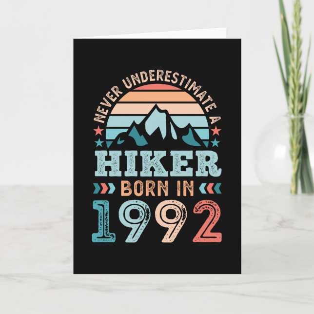 Carte Hiker né en 1992 30e anniversaire Randonnée Retro  (Devant)