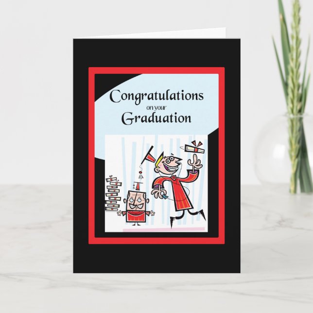 Carte Hip Graduate et Fun Red Abd Black Graduate Card (Devant)