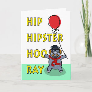 Carte Hip Hipster Hooray Anniversaire, Hippo