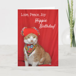 Carte Hippday d'anniversaire de chat orange et bla