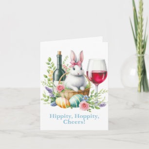Carte Hippie, Heureux ! Lapin de Pâques & Vin