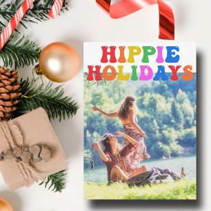 Carte Hippie Holidays Cute Retro les années 70 Famille C