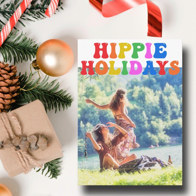 Carte Hippie Holidays Cute Retro les années 70 Famille C (Créateur téléchargé)