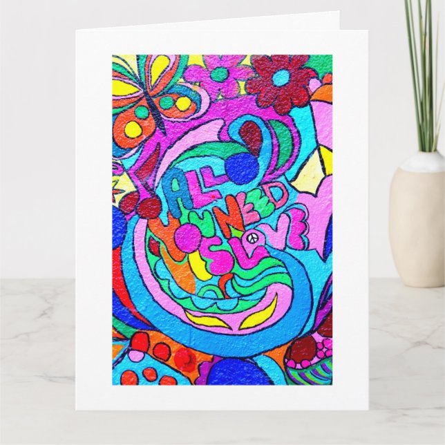 Carte Hippie paix super et amour (Devant)