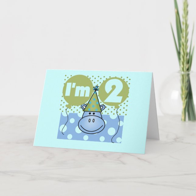 Carte Hippo 2e Anniversaire Tshirts et cadeaux (Devant)