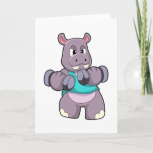 Carte Hippo à Bodybuilding avec Dumbbells
