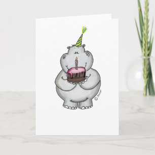 Carte Hippo Anniversaire - Joyeux Anniversaire