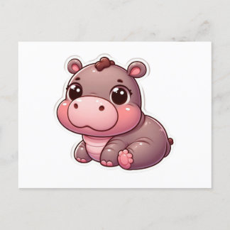 Carte Hippo bébé mignonne Moo Deng