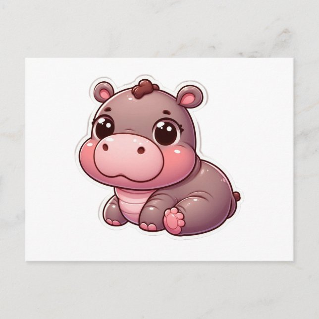 Carte Hippo bébé mignonne Moo Deng (Devant)