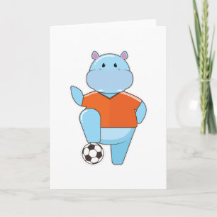 Carte Hippo comme joueur de football avec balle de footb