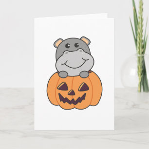 Carte Hippo En Citrouille Hippopotames Douces Halloween 