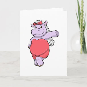 Carte Hippo en mariée avec Voile & Bow