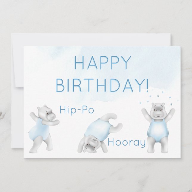 Carte Hippo Hourra Anniversaire Culbute (Devant)