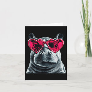 Carte Hippo portant des lunettes Coeur Valentines Jour H