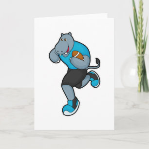 Carte Hippopotame en joueur de football avec ballon de f