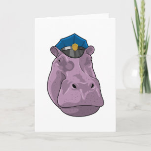 Carte Hippopotame en policier Police