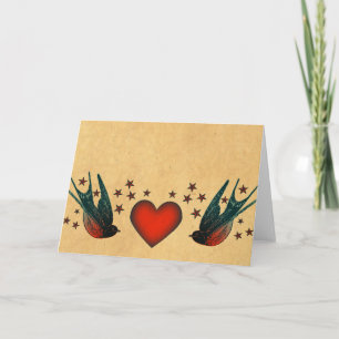 Carte hirondelles et étoiles