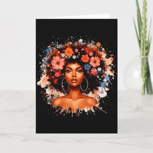 Carte Histoire noire Fille aux fleurs cheveux afro Femme
