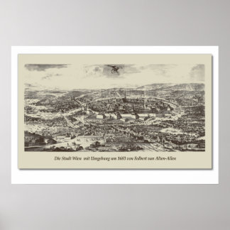 Carte historique Autriche Vienne 1683 Poster