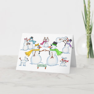 Carte Hiver - Balle de neige de bonhomme de neige