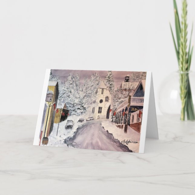 CARTE HIVER DANS LA VILLE CA, COULEUR POUR AQUARELLE DU (Devant)