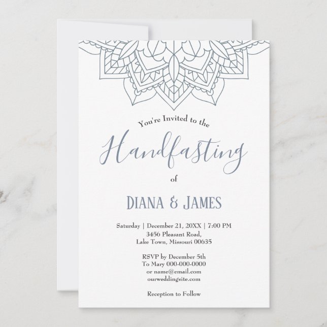 Carte Hiver Handfasting Snowflake Mandala Mariage (Devant)