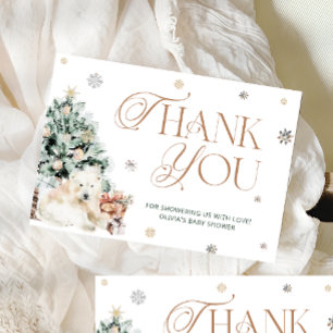 Carte Hiver mignon Ours polaire Baby shower Merci