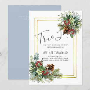 Carte Hiver Red Berries Pine Cones Mariage