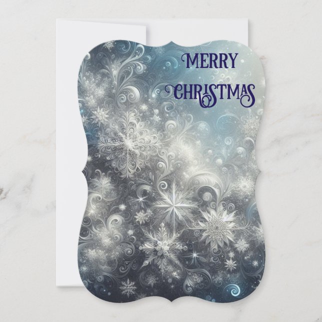 Carte Hiver Silver et Fléau de neige bleu (Devant)