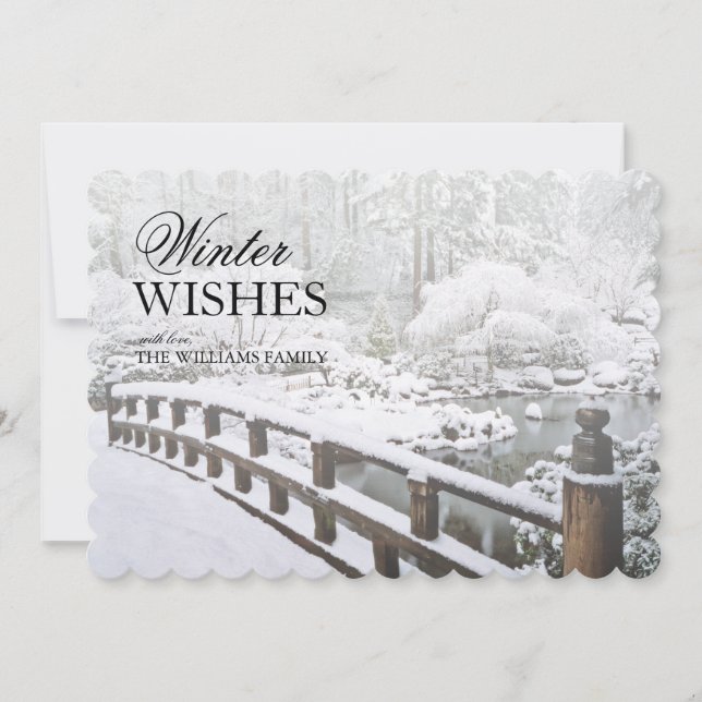 Carte Hiver Snowfall au Jardin Japonais (Devant)