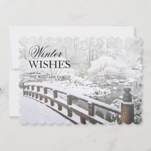 Carte Hiver Snowfall au Jardin Japonais