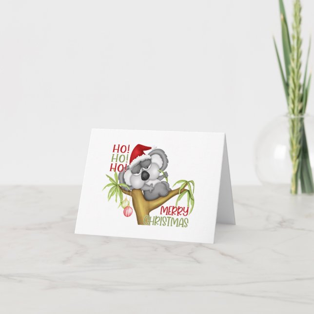 Carte Ho Ho Ho Joyeux Noël Koala (Devant)