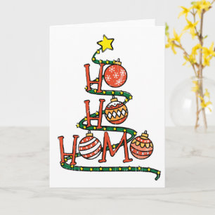 Carte "Ho Ho Homo" Gay sapin de Noël avec des balles drô