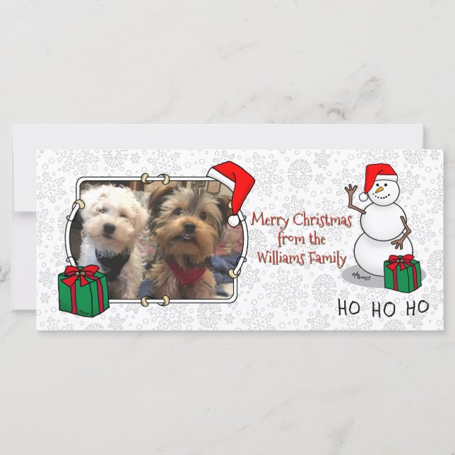 Carte Ho Ho Joyeux Noël Père Noël mignonne Snowman (Devant)