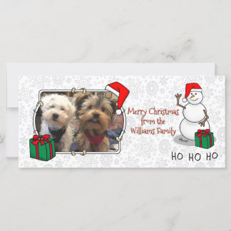 Carte Ho Ho Joyeux Noël Père Noël mignonne Snowman