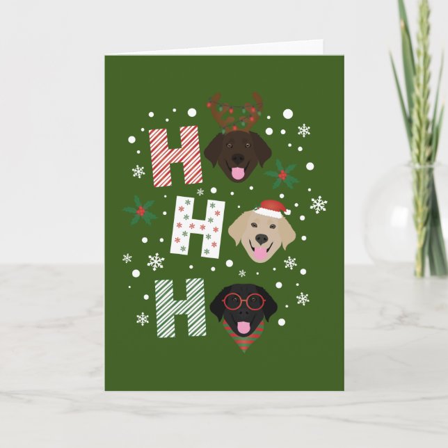 Carte Ho Ho Labrador Retriever Joyeux Noël (Devant)