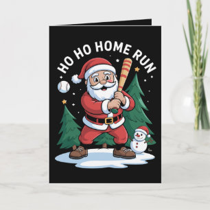 Carte Ho Home Run Noël Santa Baseball Bonhomme de neige
