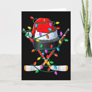 Carte Hockey de Noël Xmas Santa Srts Chapeau Balle Enfan