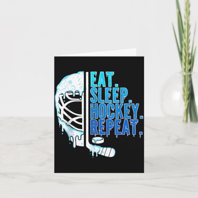 Carte Hockey Ice Cream Drip Eat Sleep Hockey Repeat Boys (Devant)