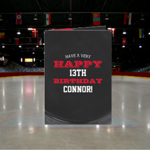 Carte Hockey Puck Ajouter votre nom et année Anniversair