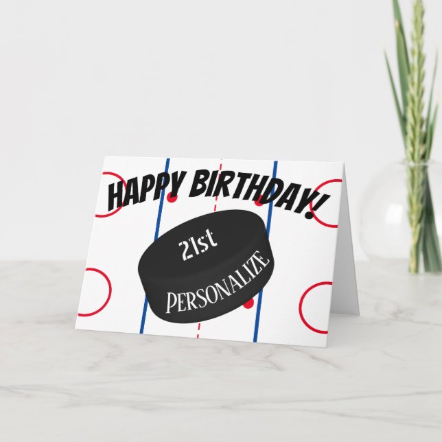 Carte Hockey sur glace personnalisé Nom de l'âge Anniver (Devant)