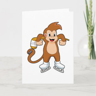 Carte Hockey sur glace singe bâton de hockey sur glace
