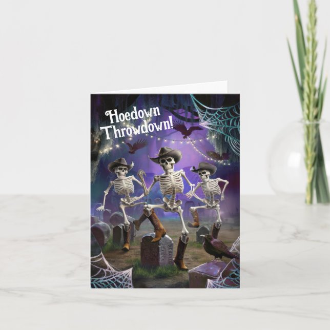 Carte Hoedown Throwdown, Skeletons Dansants, Personnalis (Devant)