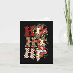 Carte Hohoho chèvres chapeau de Père Noël rennes joyeux