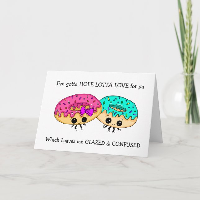 Carte Hole Lotta Amour, Donut Pun, Romantique Je Vous Ma (Devant)