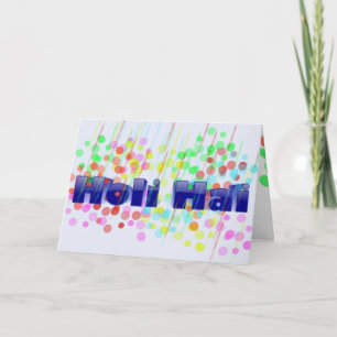 Carte Holi Hai avec des points et des flux colorés