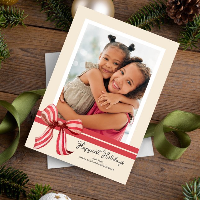 Carte Holiday Bow Photo Holiday (Créateur téléchargé)