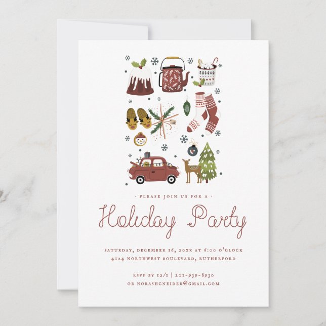 Carte Holiday Cheer | Christmas Hygge Illustration Party (Devant)